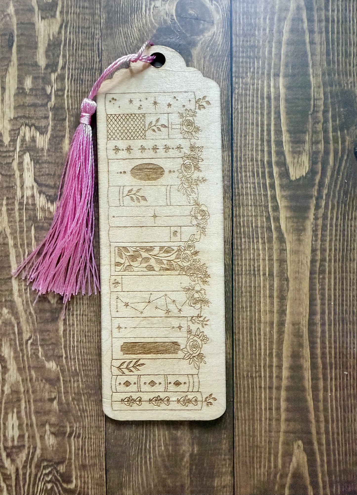 Floral Books Wooden Bookmark
