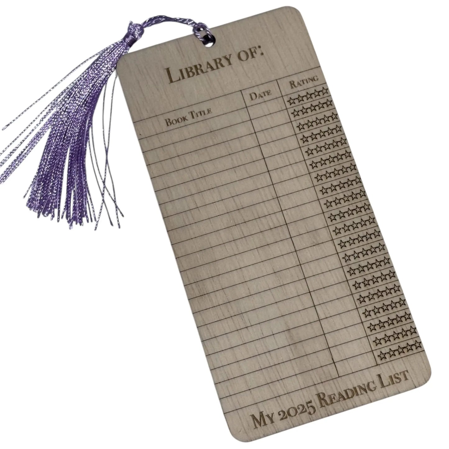 Engraved 2025 Reading List Bookmark