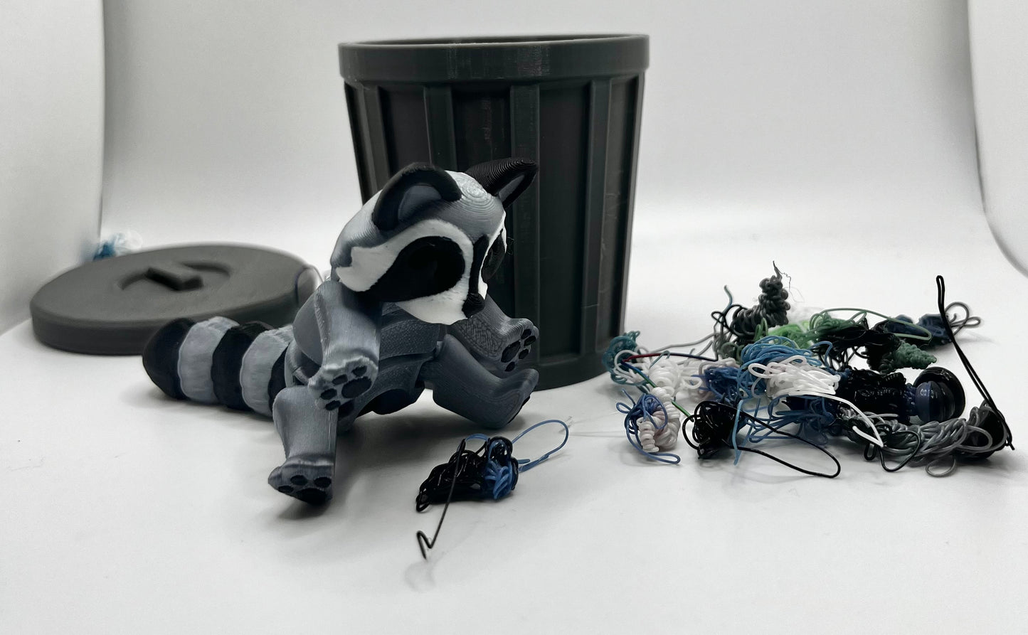 Articulated Lazy Raccoon with Trash Can