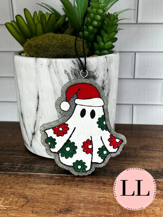 Floral Christmas Ghostie Car Freshie
