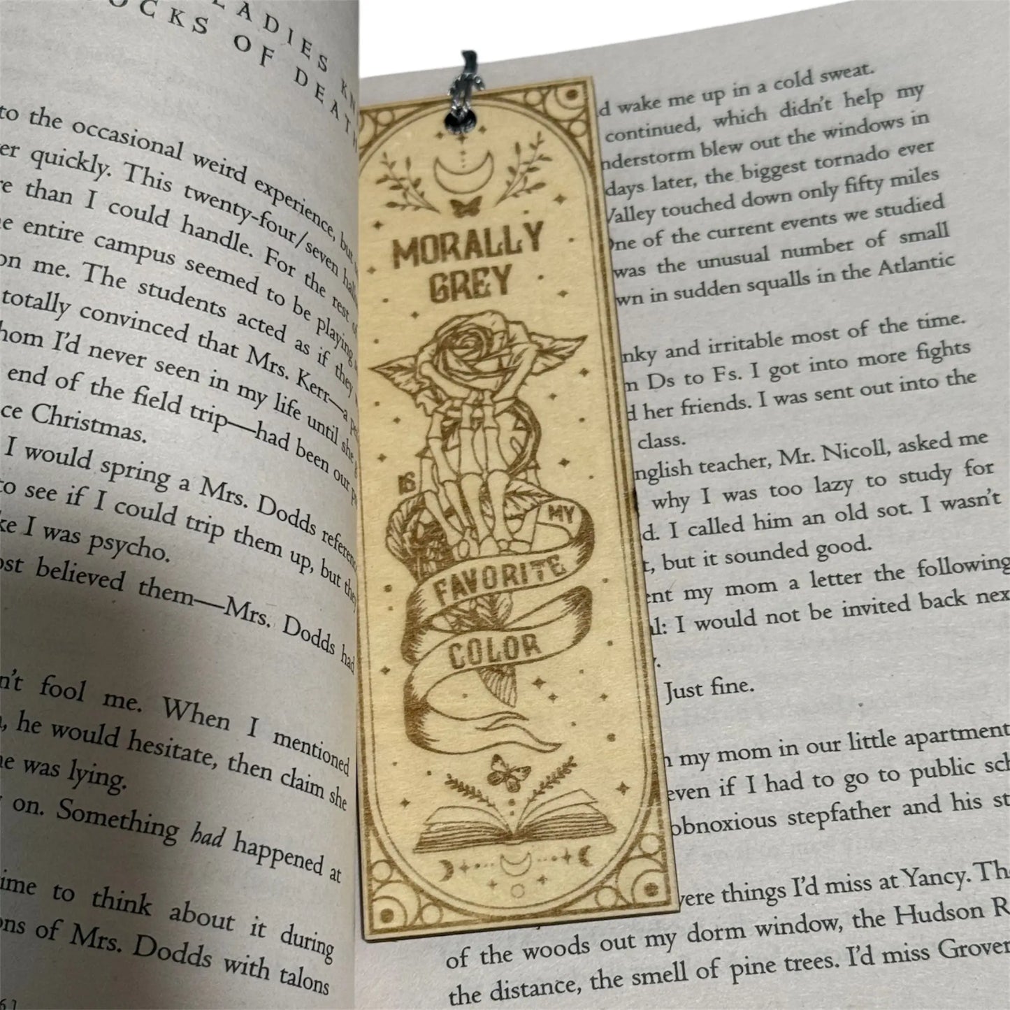 Morally Grey Wooden Bookmark