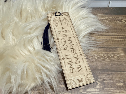 A Court of Smut and Wingspan Wooden Bookmark