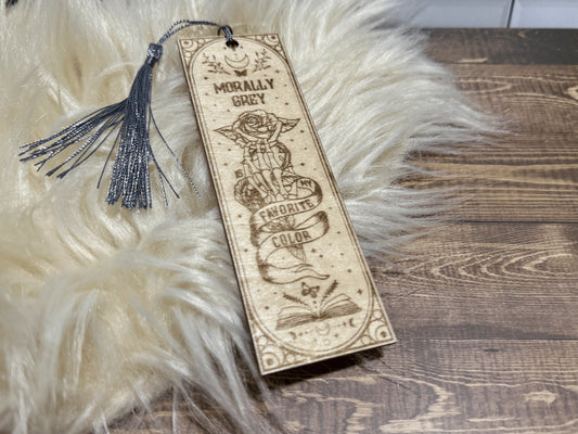 Morally Grey Wooden Bookmark