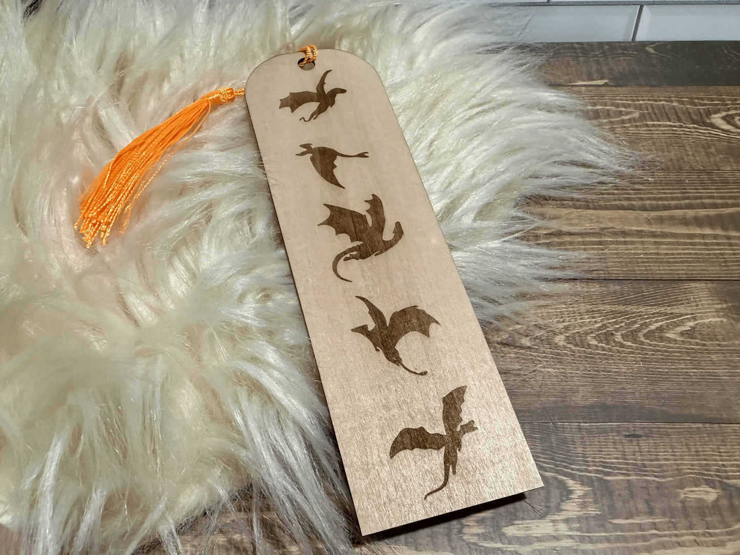 Five Dragons Wooden Bookmark