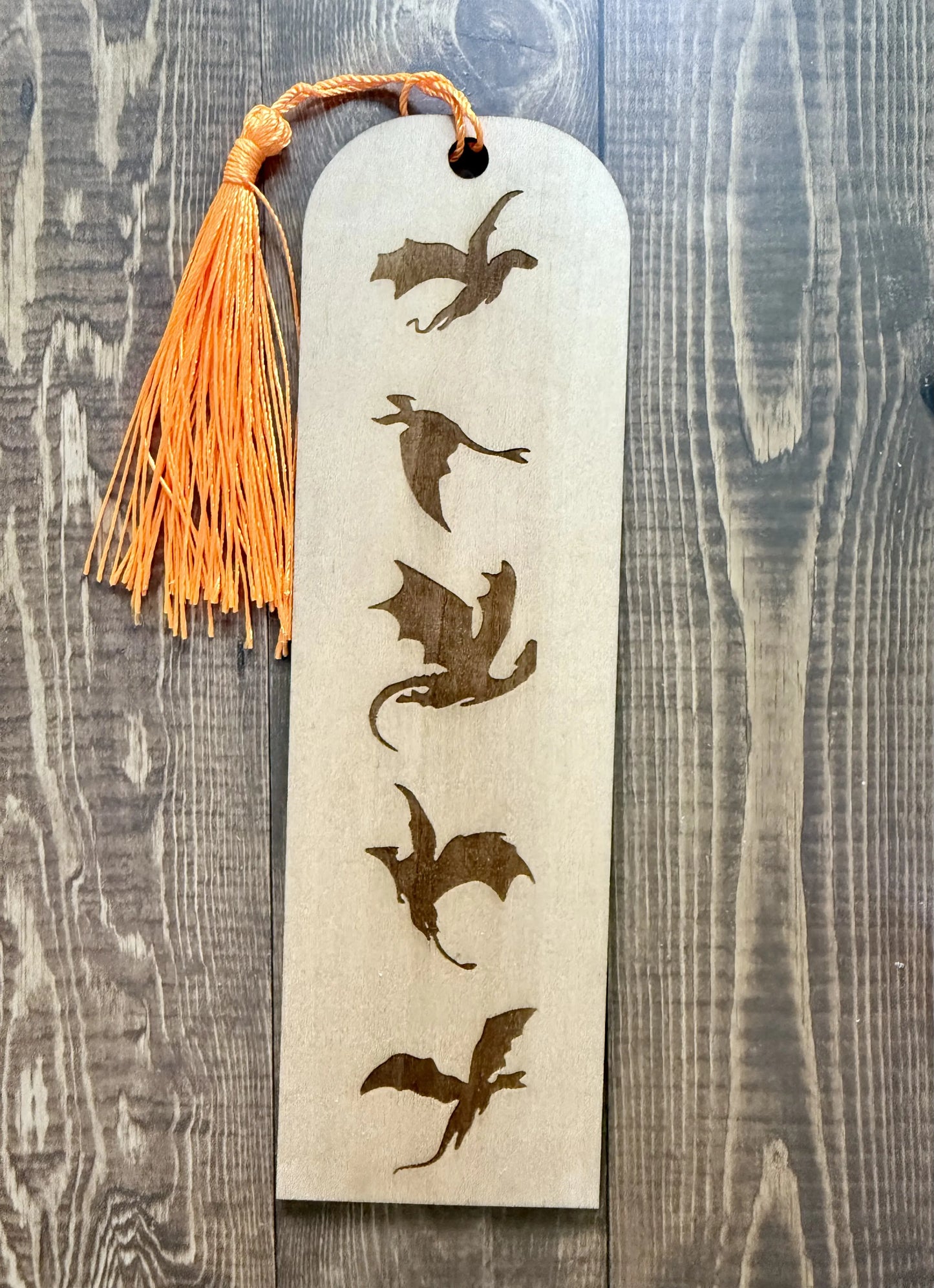 Five Dragons Wooden Bookmark