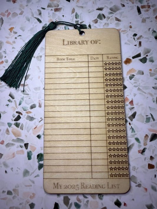 Engraved 2025 Reading List Bookmark